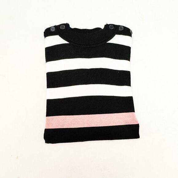 Karl Lagerfeld Paris Striped Top Button Shoulder Accent Size M Mint - Picture 6 of 6